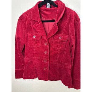 Vintage JKLA California Womens Red Corduroy Jacket Large Cotton long sleeve